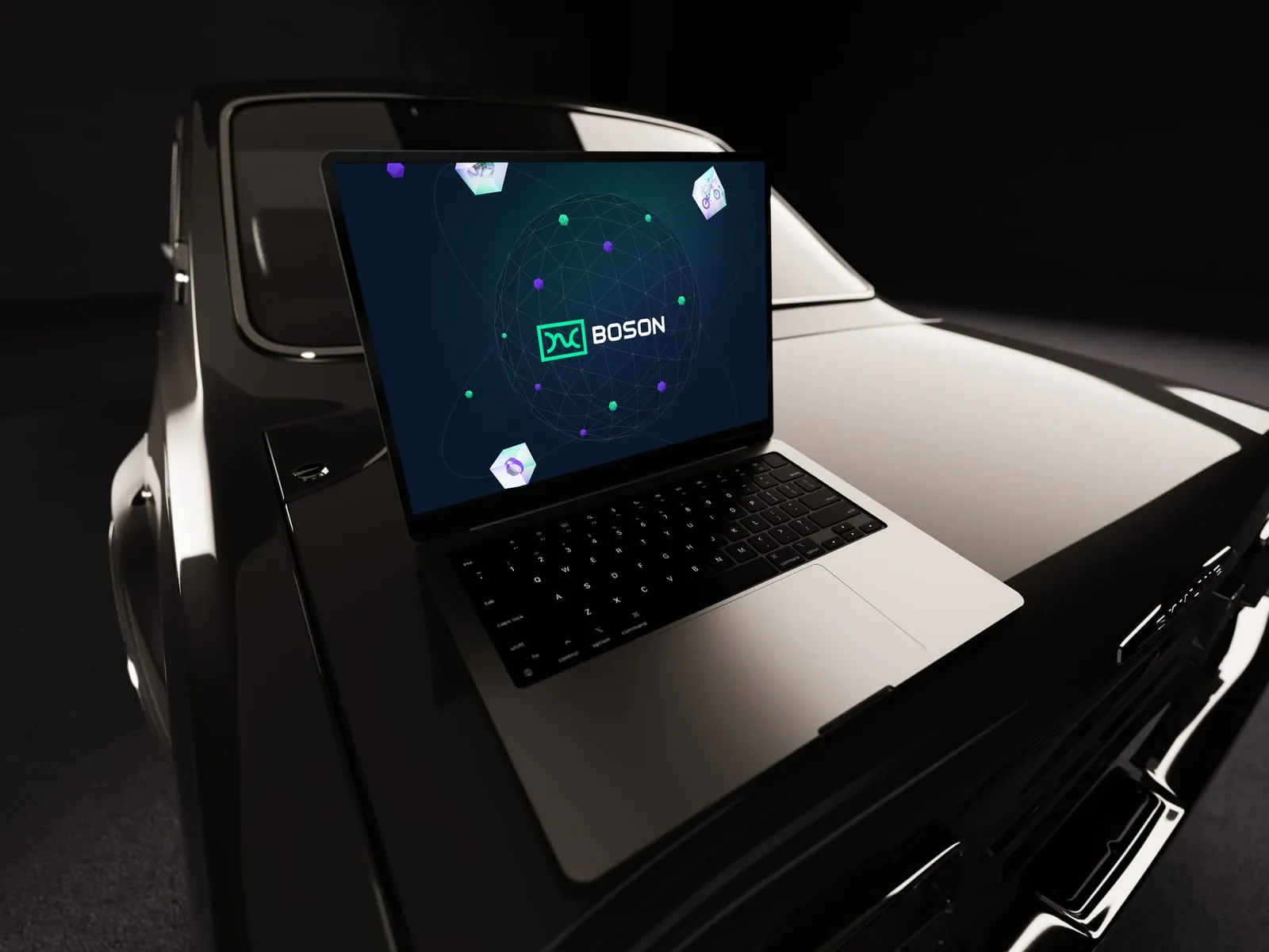 Boson Protocol marketplace artwork shown on a laptop