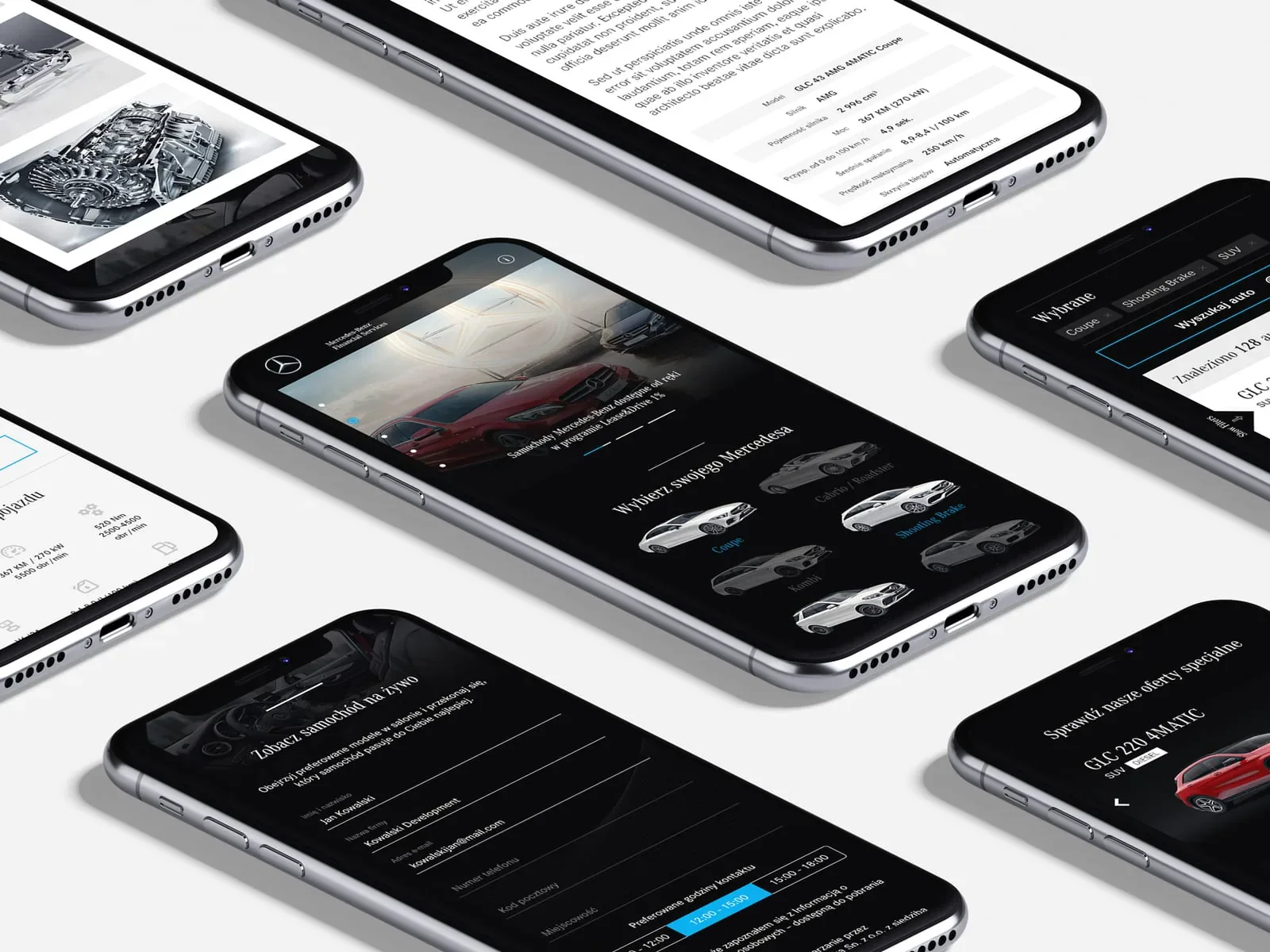 Mercedes-Benz Stock mobile vehicle discovery and leasing interfaces